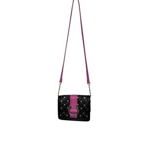 Betsey Johnson Love Cat Black Pink Purse Quilted